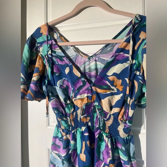 NWOT Anthropologie Abel the Label Maxi Dress Flower Print V-neck Medium - Picture 4 of 7